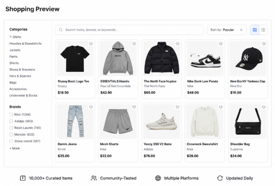 Lovegobuy shopping preview showing product categories and item options